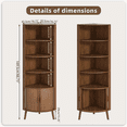 thumbnail image 2 of Oubayajia 66.73'' Tall Corner Cabinet, Modern Fluted Storage Cabinet with 2 Doors and 5 Storage Shelves, Space-Saving for Kitchen, Living Room, Study Room(Walnut), 2 of 9