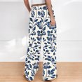 thumbnail image 4 of Women's Wide Leg Pants Fashion Print Lightweight Elastic Waist Loose Fit Pants Summer Beach Casual Daily Wear (XL, White), 4 of 4