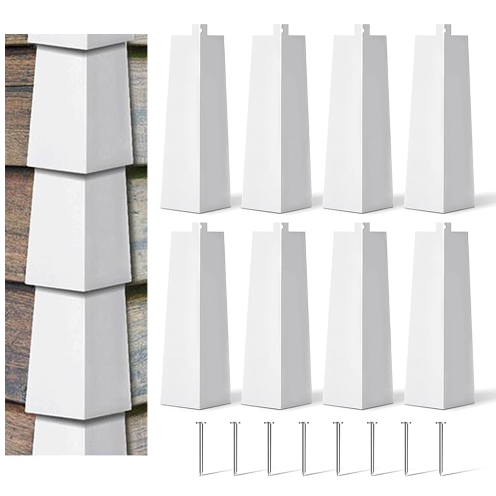 8Pcs Aluminum Siding Corners Rustproof Corrosion Resistant High Strength White Color Smooth Siding Aluminum Corner Trim Corner Caps