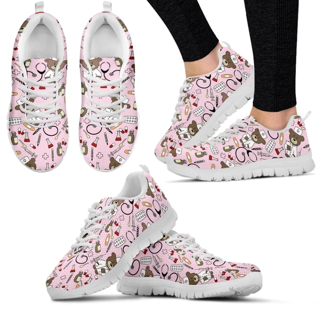 Zapatillas de deporte ligeras con cordones y diseño de oso de dibujos animados en color degradado, zapatos médicos de enfermera, zapatillas informales