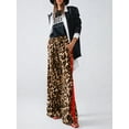 thumbnail image 5 of Women'S Cheetah Print Wide Leg Baggy Pants Y2k Side Loose Streetwear Trousers Beige M, 5 of 8