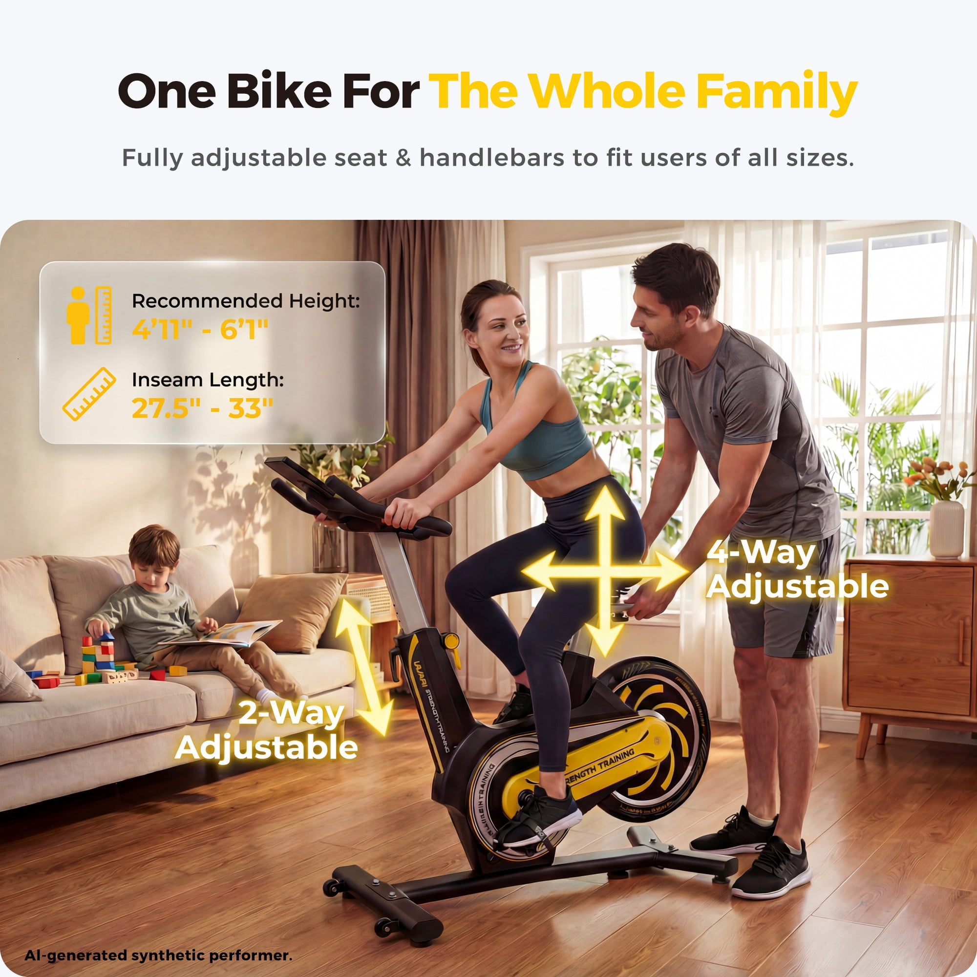 ZAZARI Semi-Commercial Exercise Bike 350 lbs Capacity, Magnetic Stationary Bikes for Home Gym with Multi-Grip Handlebar, Comfortable Seat, Silent Belt Drive, Rear Flywheel & Tablet Holder