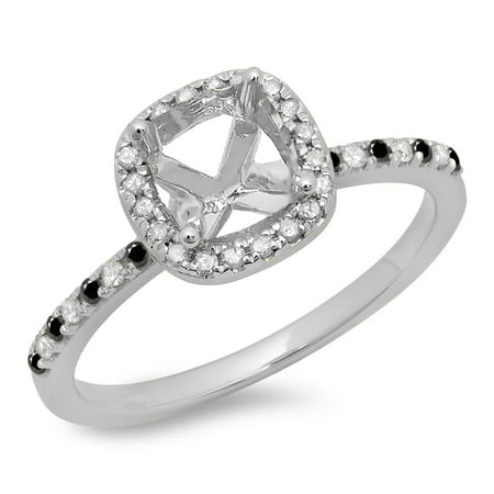Dazzlingrock Collection 0.30 Carat (ctw) 10K Black And White Diamond Semi Mount Engagement Ring 1/3 CT, White Gold, Size 7.5