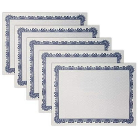 100 Sheet Certificate Paper, Blue Border, Letter Size Blank Paper, by Better Office Products, Specialty Award/Diploma Certificate Paper, Laser and Inkjet Printer Friendly, 8.5 x 11 Inches, 100 Count