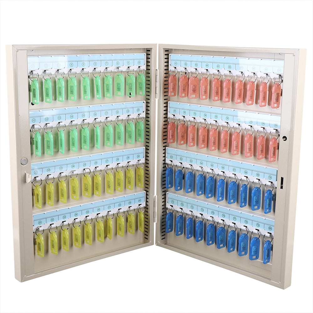 80 Key Wall Mount Cabinet with Lock Commercial & Home Key Storage Box In-Wall or Surface Mount