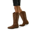 thumbnail image 4 of Pennysue Cowboy Boots For Women Brown Knee High Western Cowgirl Boots Snip Toe Side Zipper Chunky Heel Size 9, 4 of 6