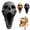 Black, variant on Gothic Skull Sculpture, 6.5'' Dark Horror Skull Art Display Piece, 3D Printed Eerie Open Mouth Skulls Sculpture Ornament, Gothic Wall Sculptures Candelabra Skulls Art (Bone+Black)