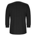 thumbnail image 5 of YOIAVAIOY Women Crew Neck Textured Tops Hollow Out Eyelet Embroidery 3/4 Sleeve Henley Shirts Casual Button Down Elegant Work Blouse Black M, 5 of 7