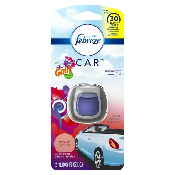 Febreze Car Vent Clips Gain Moonlight Breeze Air Freshener, 0.06 oz (Pack of 4)