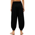 thumbnail image 4 of XUNKUSGA Harem Pants 2-14Y Loose Solid Color Baggy Pants Lightweight Soft Ice Silk Pants for Boys Girls Casual Breathable Elastic Waist Baby Girls Clothes,Black, 4 of 5