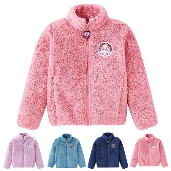 Cethrio Outerwear Coats for Kids Girls Long Sleeve Warm Christmas Gifts 2025 Solid Kids Pink Fall and Winter Clothes Size 6-7Years