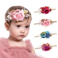 thumbnail image 2 of Cintas Para El Pelo De Bebé, Diademas De Nailon Con Flores Para Niña Pequeña, Corona De Flores Artificiales, Diademas Para Bebé, Envoltura Para La Cabeza De Fotografía Para Niñas Recién Nacidas seitruly BA001512-01, 2 of 6