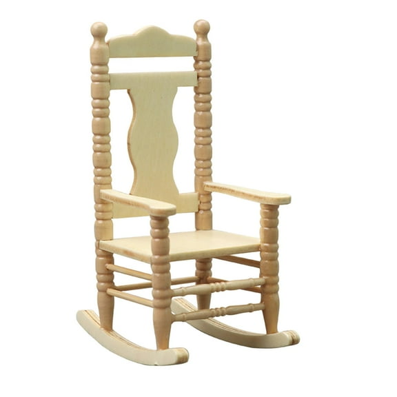 Miniature Dollhouse Wooden Rocking Chair Micro Landscape Bedroom 1:12 Decoration
