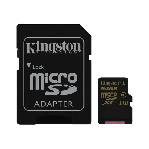 Kingston Gold - Flash memory card (microSDXC to SD adapter included) - 64 GB - UHS-I U3 / Class10 - microSDXC UHS-I