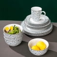 thumbnail image 3 of 20 Piece Porcelain Dinnerware Set, Elegant Plates and Bowls with Silver Rim, Mugs Set,Modern Ceramic Dish Set for 4, Floral Pattern, 3 of 8