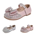 thumbnail image 4 of XIMIN Girls Rhinestone Bow Mary Jane Flats Princess Dress Shoes Non Slip Soft Sole Cute Casual Shoes Summer Party Wear for Kids (Pink, 5.5-6 Years), 4 of 9