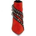 thumbnail image 4 of Shellys London Frasier Red Suede Grommet Buckle Strap Angled Block Heel Boots (Red, 7), 4 of 6