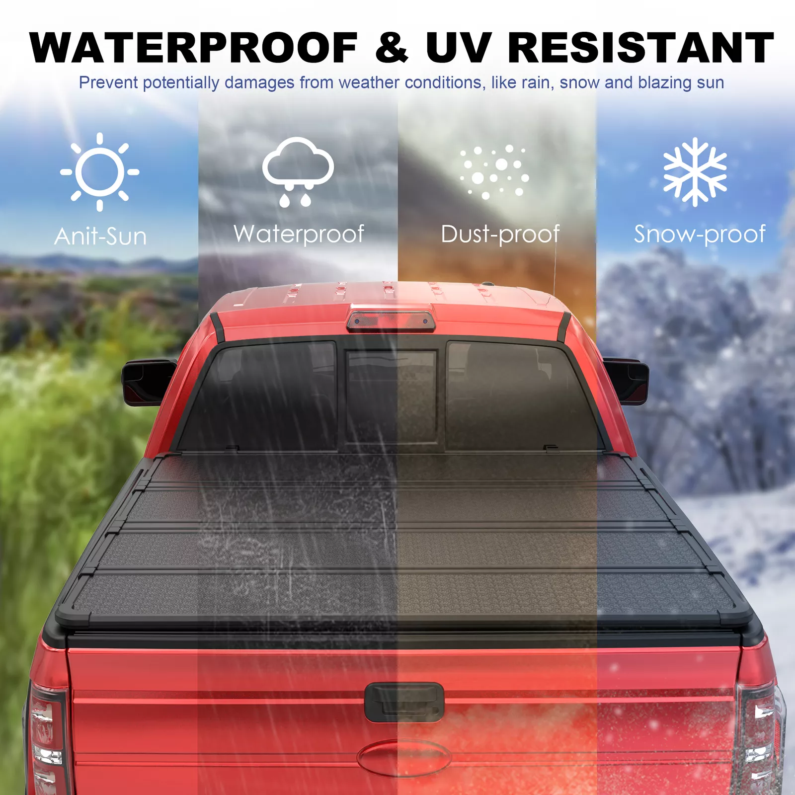 MOSTPLUS 5.5FT 4-Fold Hard Truck Bed Cover for 2020-2025 2026 Ford F150 F-150 On Top