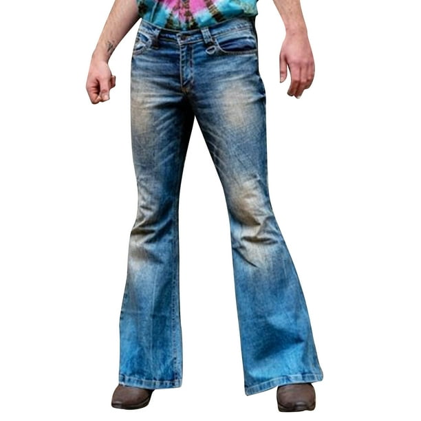 MAWCLOS Bootcut Wide Leg Jeans for Men Retro Stretch Bell Flared Denim Pants  Slim Fit Vintage 60s 70s Bootleg Denim Jeans 