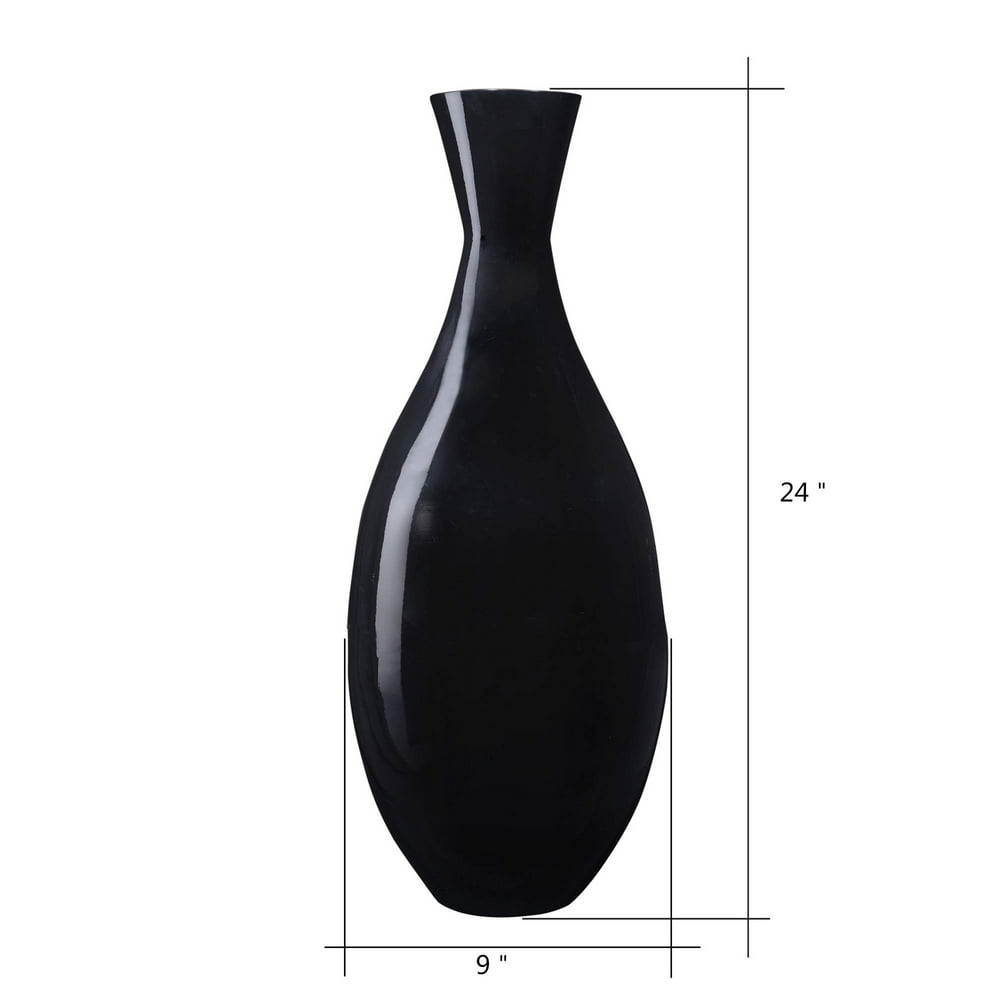 Villacera Handcrafted 24” Tall Black Bamboo Vase Decorative Tear Drop