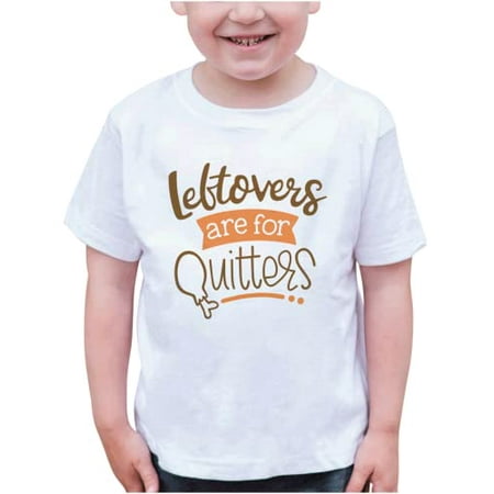 

7 ate 9 Apparel Kids Happy Thanksgiving Shirts - Leftovers are for Quitters - White Shirt 4T