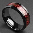 thumbnail image 2 of Wedding Ring Men & Women 8mm Black Tungsten Band Black Celtic Knot Over Red, 2 of 3