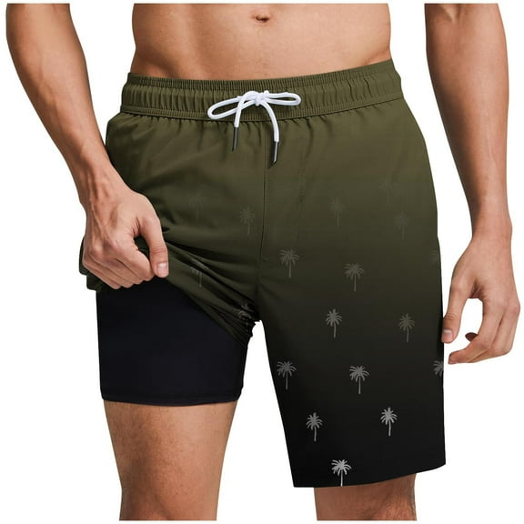 Color Changing Swim Shorts Mens Swim Trunks with Compression Liner Quick Dry Bathing Suits