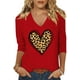 thumbnail image 1 of Camiseta Scgirl para mujer, manga 3/4, cuello en V, estampado Love Heart, 1 of 1
