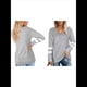 thumbnail image 3 of Tops para Mujer, Camiseta con Cuello en V, Bloque de Color, Larga, Túnica Informal Gris L, 3 of 7