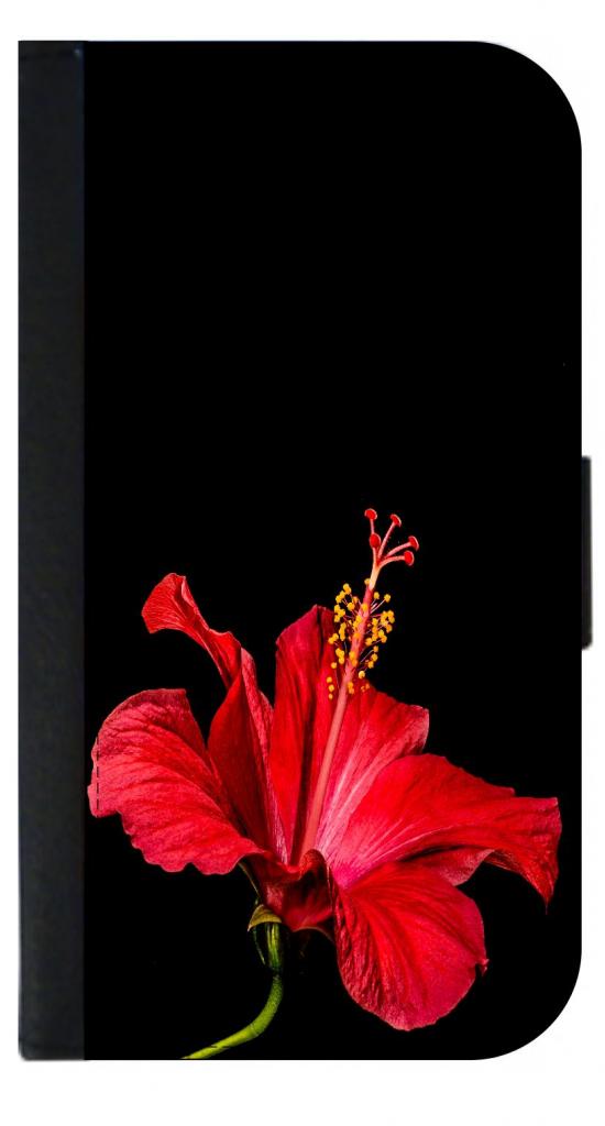 Red Hibiscus Flower - Galaxy s10 Case Black - Galaxy s10 Case Leather Impression - s10 Wallet Case - s10 Case Card Holder - image 1 of 3