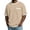 Beige, variant on Lenpel Men's T-Shirts Breathable Short Sleeve Crew Neck Color Block Trim Textured Knit Tee Shirts Loose Casual Tops with Pocket