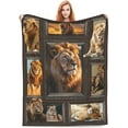 thumbnail image 5 of Lion Blanket Animal Throw Blanket Cozy Fleece Flannel Bedding German Lion Gifts for Men Women Boys Girls Lovers Adult Stuff Plush for Couch Sofa Bed Decor Lion, 5 of 7