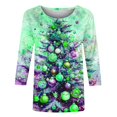 thumbnail image 5 of Holiday Gifts! Titcea Christmas Shirts for Women 3/4 Sleeve Round Neck Fashion Christmas Print Pullover Sweaters 2024 Loose Comfortable Casual Tops, 5 of 5