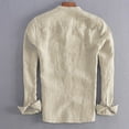 thumbnail image 3 of Men's Shirts Button Down Long Sleeve Solid Color Loose Ribbed Ruffles Brown Going Out Fall Tops size XXL, 3 of 4