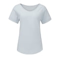 thumbnail image 4 of Fashion Vintage Women Top Pullover Womens Casual Cotton And Linen O Neck Solid Short Sleeves T Shirt Blouse Tops, 4 of 9