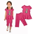 thumbnail image 5 of Kovlvoll Baby Toddler Girls Clothes Outfits Crewneck Short Sleeve Printed Shirt Tops with Capri Pants 2 Piece Set, 5 of 5