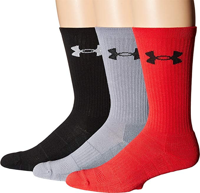 UNDER ARMOUR SOCKS MEN'S - CREW SOCKS ELEVATED - MEDIUM ( 4 - 8 ) RED ...