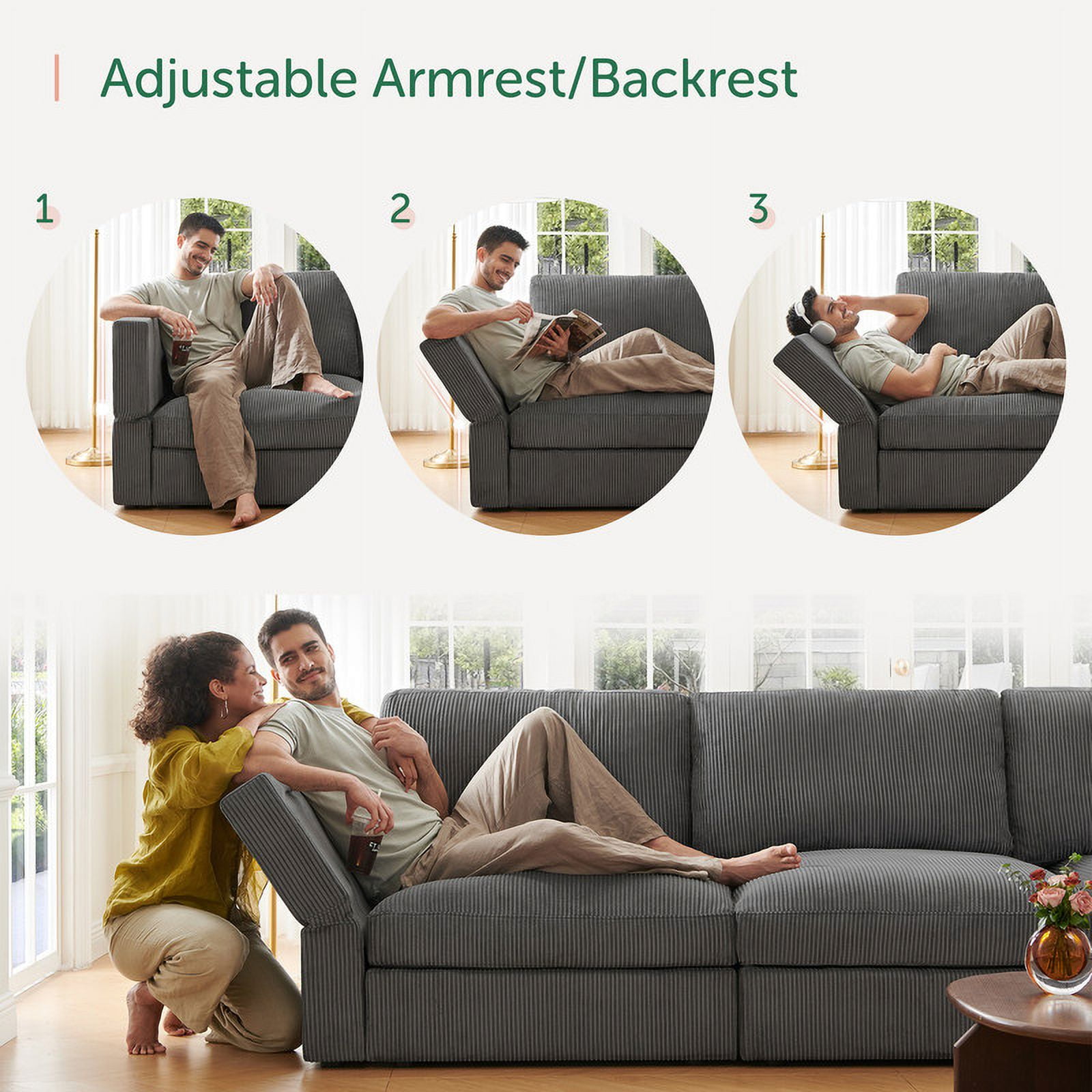 Onizbar 【Luxury】 HONBAY Durable & Comfortable Modular Sectional Sofa with
