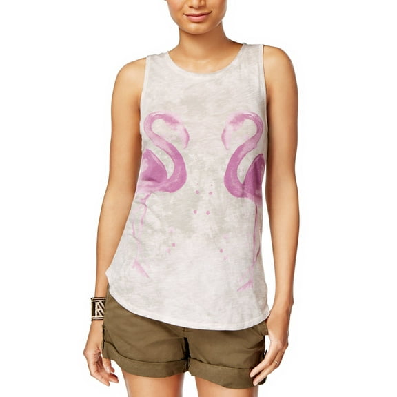 Lucky Brand Womens Flamingo Tank Top, Beige, X-Small