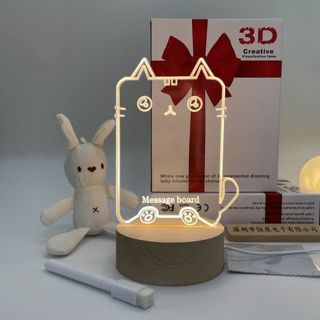 sale solid wood message board night light 3D Creative light acrylic table lamp atmosphere lamp