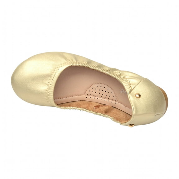 Lovskoo 2024 Women's Flats Shoes Pointed-Toe Dress Shoes Metal Comfortable Memory Foam Flats Sandals Gold