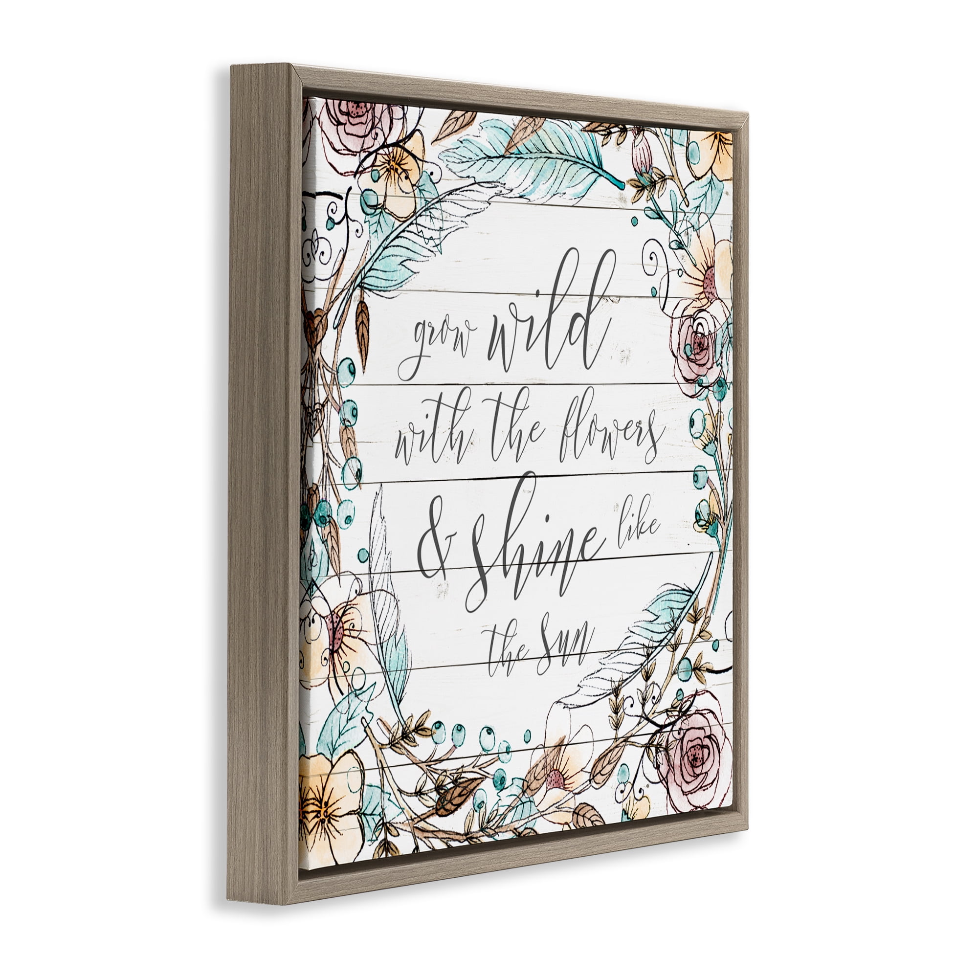 Stupell Industries Grow Wild With Flowers Brown Framed Floater Canvas Wall Art, design by SD Graphics Studio