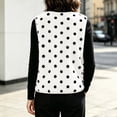 thumbnail image 6 of LUVDA Women's Polka Dot Plush Vest V Neck Button Sleeveless Loose Cropped for Winter, 6 of 6