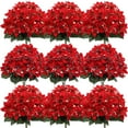 thumbnail image 4 of Artificial Poinsettia Bouquet 4 Heads, Velvet Poinsettia Bush Christmas Flowers for Porch Home Garden Indoor Outdoor Xmas Decorations, 1 Pcs, 12.99x7.87", 4 of 7