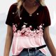 thumbnail image 1 of Puntoco Adulto Moda Mujer Cuello en V Manga corta tops Camiseta Estampados de flores Suelto Corto Puntoco Puntoco-7138, 1 of 5