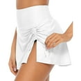 thumbnail image 2 of Attraco High Waisted Swim Skirt For Women Split Sporty Drawstring Skirted Swim Bottom with Built-in Panty, 2 of 8