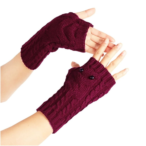 qolati Women's Gloves & Mittens Winter Fingerless Gloves for Women Cute Cable Knit Gloves Lightweight Thumbhole Stretchy Wrist Sleeves