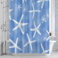 thumbnail image 2 of Summer Blue Bathroom Shower Curtain, White Starfish Ocean Marine Life Coastal Waterproof Washable Soft Bath Curtain for Bathtub Decor with 12 Hooks&Grommet, 36x78 Inch, 2 of 9