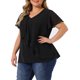 thumbnail image 4 of Blusa de mujer de talla grande Agnes Orinda con mangas de murciélago, escote en V y capas de volantes 3X negra, 4 of 6