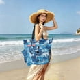 thumbnail image 6 of Sea Waves Beach Bag Travel Tote Bag Reusable Shopping Bag Gym Bag with Wet Pocket Waterproof, 6 of 7